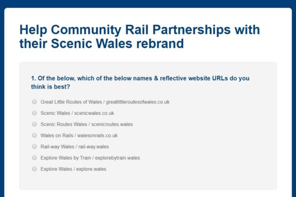 Survey Help Community Rail Partnerships website rebrand